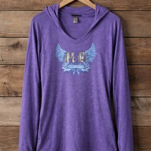 Harley-Davidson Purple Sweatshirt with Orange & White Logo Patch